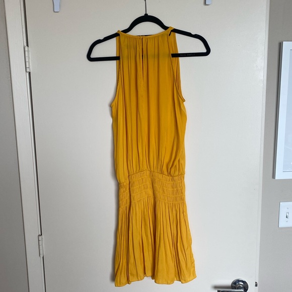 Sunny Yellow Sleeveless Halter Dress with Cinched Waist - Picture 5 of 6